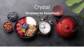  Presentation with yogurt - Cool new slides with healthy-breakfast-with-homemade-granola backdrop and a gray colored foreground