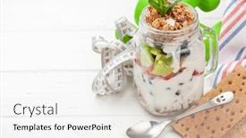  Presentation with healthy breakfast - Presentation theme enhanced with healthy-breakfast-with-jar background and a sky blue colored foreground