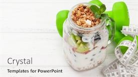  Presentation with healthy breakfast - Slide set enhanced with healthy-breakfast-with-jar background and a sky blue colored foreground