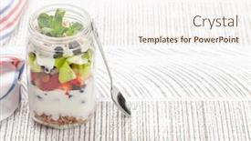  Presentation with healthy breakfast - Presentation theme consisting of healthy-breakfast-with-jar background and a sky blue colored foreground
