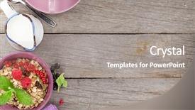  Presentation with muesli - Audience pleasing theme consisting of healthy breakfast with muesli berries backdrop and a gray colored foreground