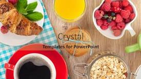  Presentation with healthy breakfast - Audience pleasing PPT theme consisting of healthy breakfast with muesli berries backdrop and a coral colored foreground