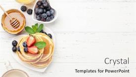  Presentation with healthy breakfast - PPT theme consisting of healthy-breakfast-with-pancakes-homemade background and a white colored foreground