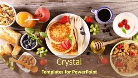  Presentation with healthy breakfast - Presentation with healthy-breakfast-with-pancakes-muesli background and a tawny brown colored foreground
