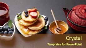  Presentation with healthy breakfast - Slides with healthy-breakfast-with-pancakes background and a tawny brown colored foreground