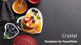  Presentation with healthy breakfast - Audience pleasing PPT layouts consisting of healthy-breakfast-with-pancakes backdrop and a dark gray colored foreground
