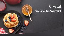  Presentation with healthy breakfast - Amazing slide deck having healthy-breakfast-with-pancakes backdrop and a dark gray colored foreground