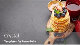  Presentation with healthy breakfast - Colorful PPT layouts enhanced with healthy-breakfast-with-pancakes backdrop and a gray colored foreground
