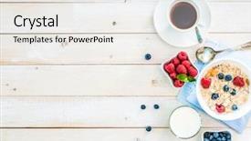  Presentation with healthy breakfast - Slide set consisting of healthy breakfast with text space background and a white colored foreground