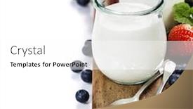  Presentation with health diet - Presentation having healthy breakfast - yogurt with muesli and berries - health and diet concept background and a white colored foreground