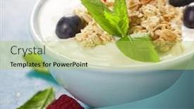  Presentation with health diet - Amazing PPT layouts having healthy breakfast - yogurt with muesli and berries - health and diet concept backdrop and a yellow colored foreground