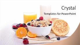  Presentation with healthy breakfast - Amazing PPT theme having healthy breakfast backdrop and a white colored foreground