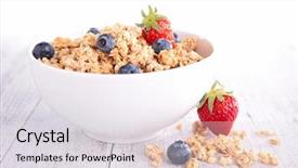  Presentation with healthy breakfast - PPT theme with muesli - healthy breakfast background and a light gray colored foreground