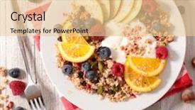  Presentation with healthy breakfast - Amazing slide deck having healthy breakfast backdrop and a lemonade colored foreground