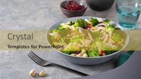  Presentation with diet low carb - PPT theme with healthy-broccoli-salad-with-apple background and a yellow colored foreground