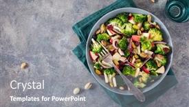  Presentation with diet low carb - Slides consisting of healthy-broccoli-salad-with-apple background and a gray colored foreground