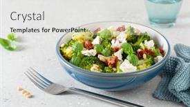  Presentation with diet low carb - Cool new PPT layouts with healthy-broccoli-salad-with-feta backdrop and a light gray colored foreground
