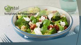  Presentation with diet low carb - Slide set consisting of healthy-broccoli-salad-with-feta background and a soft green colored foreground