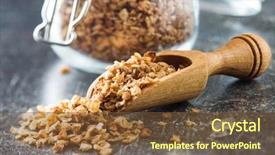  Presentation with healthy - Amazing theme having healthy buckwheat flakes in wooden backdrop and a tawny brown colored foreground