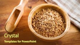  Presentation with bowl - PPT theme enhanced with healthy buckwheat flakes in wooden background and a tawny brown colored foreground