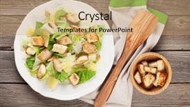  Presentation with chiken - Beautiful presentation theme featuring healthy caesar salad with chiken backdrop and a coral colored foreground