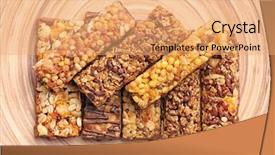  Presentation with chocolate cereal - Colorful PPT layouts enhanced with healthy cereal bars with chocolate backdrop and a coral colored foreground