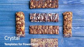  Presentation with chocolate cereal - Theme featuring healthy cereal bars with chocolate background and a teal colored foreground