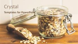  Presentation with breakfast cereal - Theme having healthy-cereal-breakfast-mixed-muesli background and a lemonade colored foreground