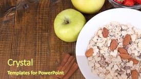  Presentation with cereal - Beautiful PPT layouts featuring healthy cereal with fruits on wooden table backdrop and a tawny brown colored foreground
