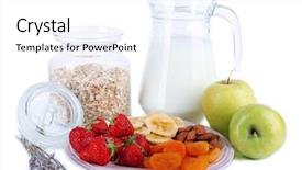  Presentation with cereal - Presentation having green banana oatmeal porridge - healthy cereal with milk background and a white colored foreground