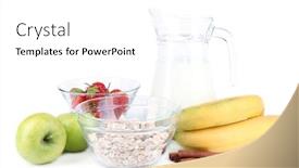  Presentation with cereal - Slide set featuring healthy cereal with milk and fruits isolated on white background and a white colored foreground