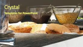  Presentation with brunch breakfast buffet healthy continental - Colorful presentation design enhanced with healthy cereals in hotel service backdrop and a tawny brown colored foreground