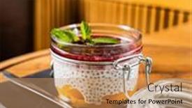  Presentation with pudding - Amazing PPT theme having healthy-chia-pudding-with-berries backdrop and a coral colored foreground
