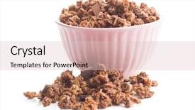  Presentation with white chocolate - PPT theme consisting of healthy chocolate granola in bowl background and a lemonade colored foreground