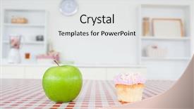  Presentation with tablecloth - Presentation with healthy choices - apple and a cupcake background and a  colored foreground