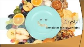  Presentation with blue food - Cool new slides with healthy choices - blue plate surrounded by useful backdrop and a sky blue colored foreground