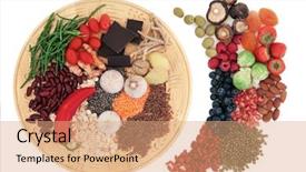  Presentation with kids health food - Slide deck enhanced with healthy choices - health food selection background and a  colored foreground