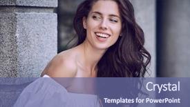  Presentation with beautiful young woman getting face - Presentation design featuring healthy city - beautiful brunette young woman tourist background and a ocean colored foreground
