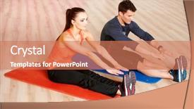  Presentation with exercise kids kid doing fitness - PPT theme enhanced with healthy club - sporty couple exercising background and a coral colored foreground