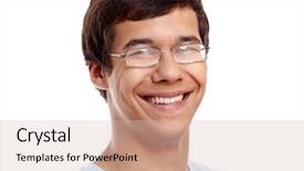  Presentation with glasses - Beautiful presentation design featuring healthy college students - close up portrait of handsome backdrop and a soft green colored foreground