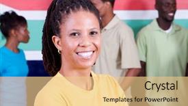  Presentation with college diversity - Amazing slides having healthy college students - group of young diversity people backdrop and a lemonade colored foreground