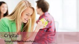  Presentation with school apple - PPT theme consisting of healthy college students - picture of smiling student girl background and a red colored foreground