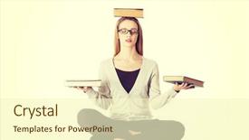  Presentation with subtle books - PPT layouts having healthy college students - woman sitting with books background and a cream colored foreground