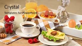  Presentation with healthy breakfast - Slides having healthy continental breakfast on wooden background and a yellow colored foreground