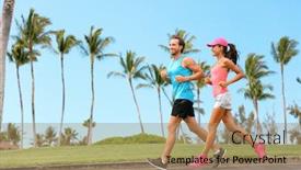  Presentation with healthy - Theme with healthy-couple-running-together-happy background and a coral colored foreground