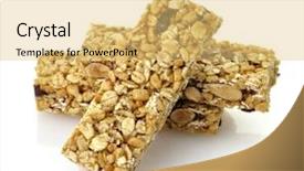 Presentation with healthy snack - Beautiful presentation theme featuring healthy cranberry snack bars backdrop and a yellow colored foreground