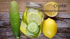  Presentation with detox - Audience pleasing presentation consisting of healthy detox water with fruits backdrop and a coral colored foreground