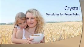  Presentation with weight control - Theme having healthy diet body weight control - mother and child with bowl background and a  colored foreground