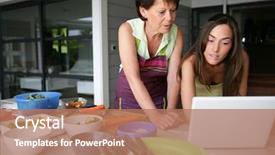  Presentation with weight control - Cool new PPT layouts with healthy diet body weight control - mother and daughter cooking backdrop and a coral colored foreground