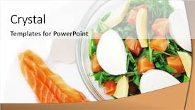  Presentation with green fresh food - Amazing presentation design having feta cheese in transparent bowl backdrop and a white colored foreground